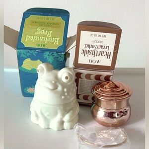 💥Vintage Avon! w/Boxes: Milkglass Enchanted Frog & Hearthside Copper Couldron!
